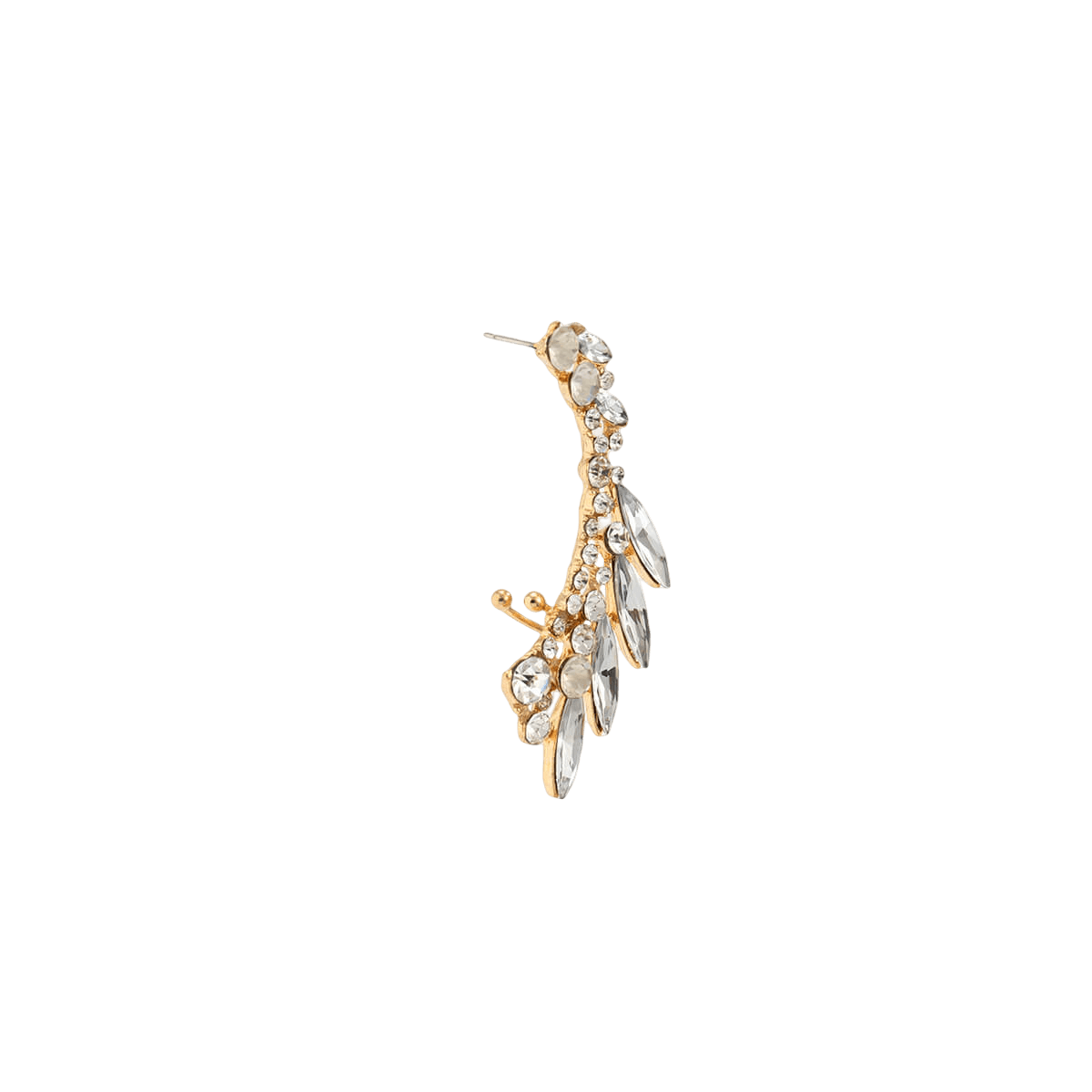 Cute Leaves Rhinestone Elf Ear Shaped Metal Earrings