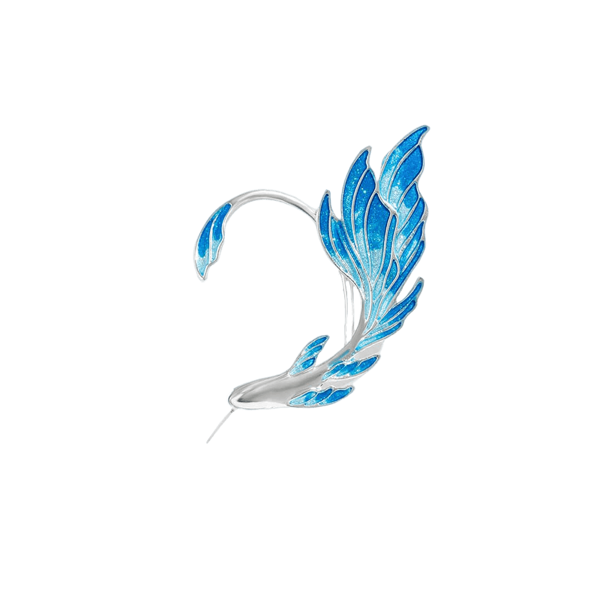Elegant Blue Elf Ear Shaped Metal Earrings