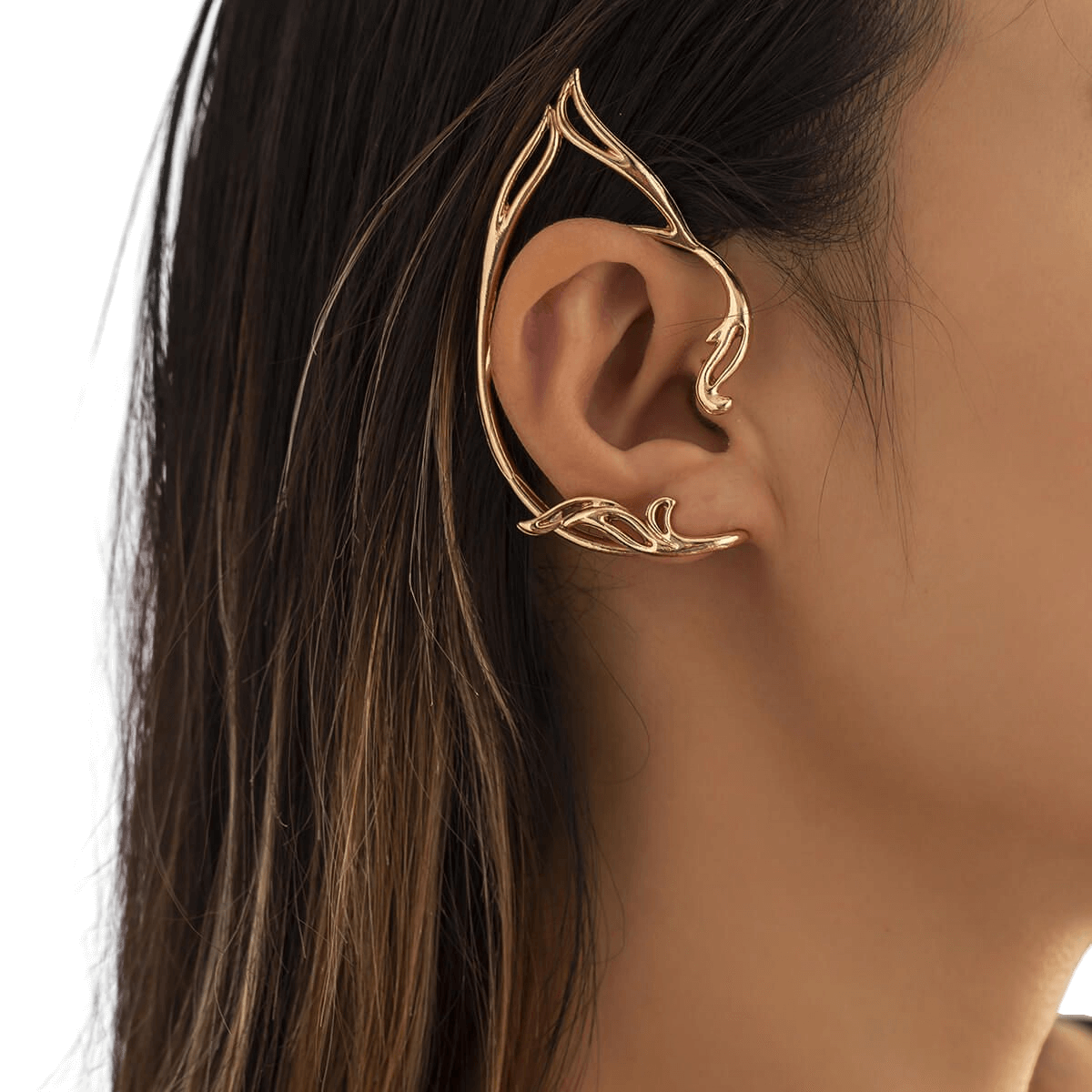 Minimalist Elf Ear Shaped Metal Earrings