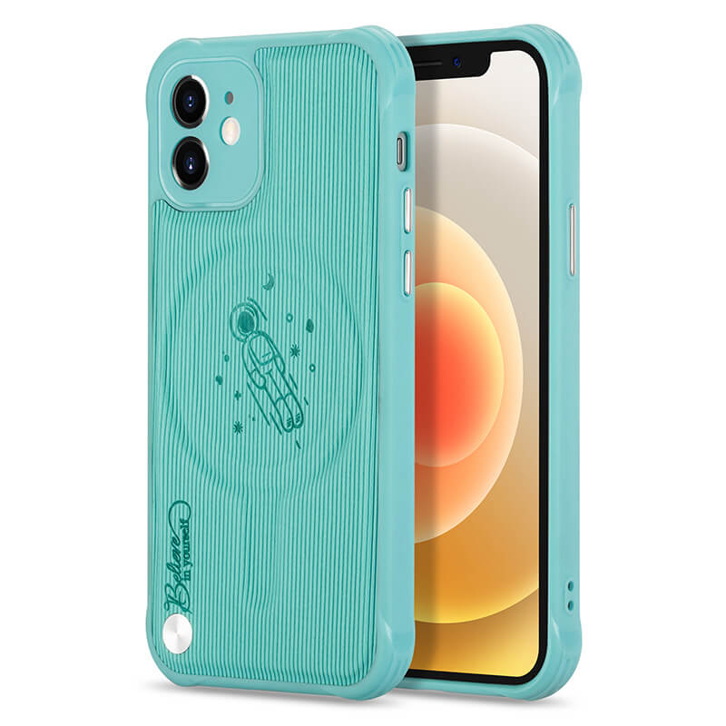 Space Travel iPhone Case - Mint Green - Compatible Phone Models from iPhone 6 to iPhone 14 Pro Max