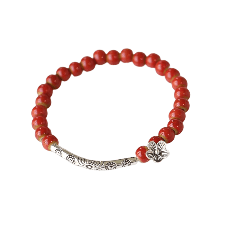 HUA - Beaded Bracelet With a Little Flower