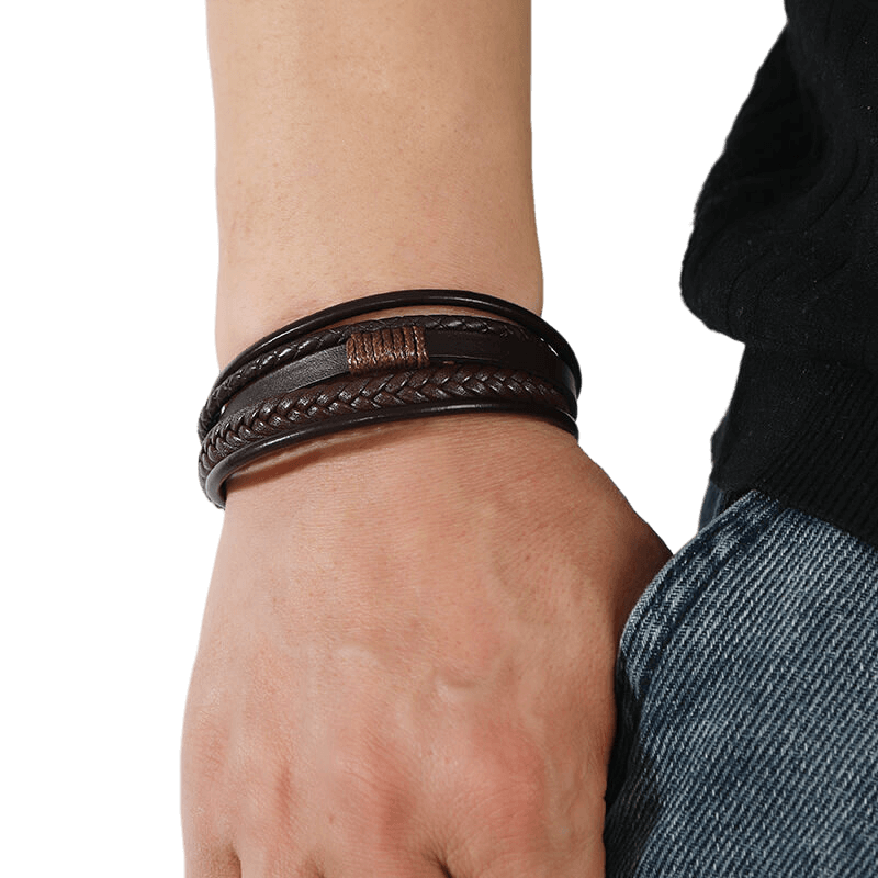 Crafted Woven Leather Bracelet for Men