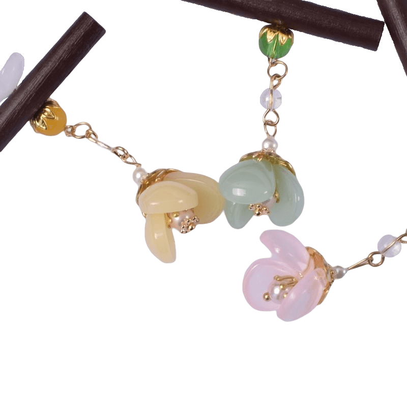 CAIHUA - Flower Pendant Wood Hairpin