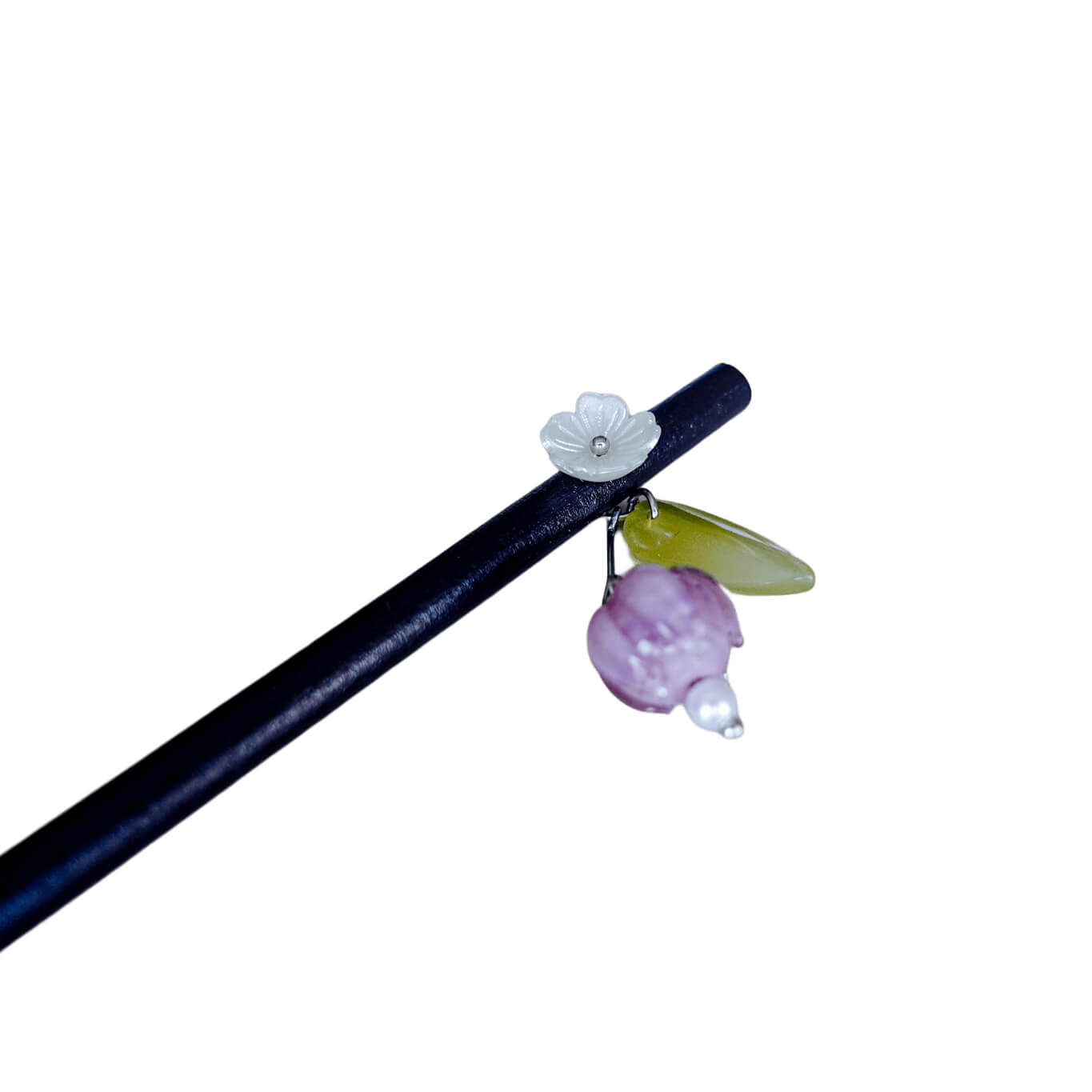 LINGLAN - Wood Hairpin With Lily of The Valley Pendant