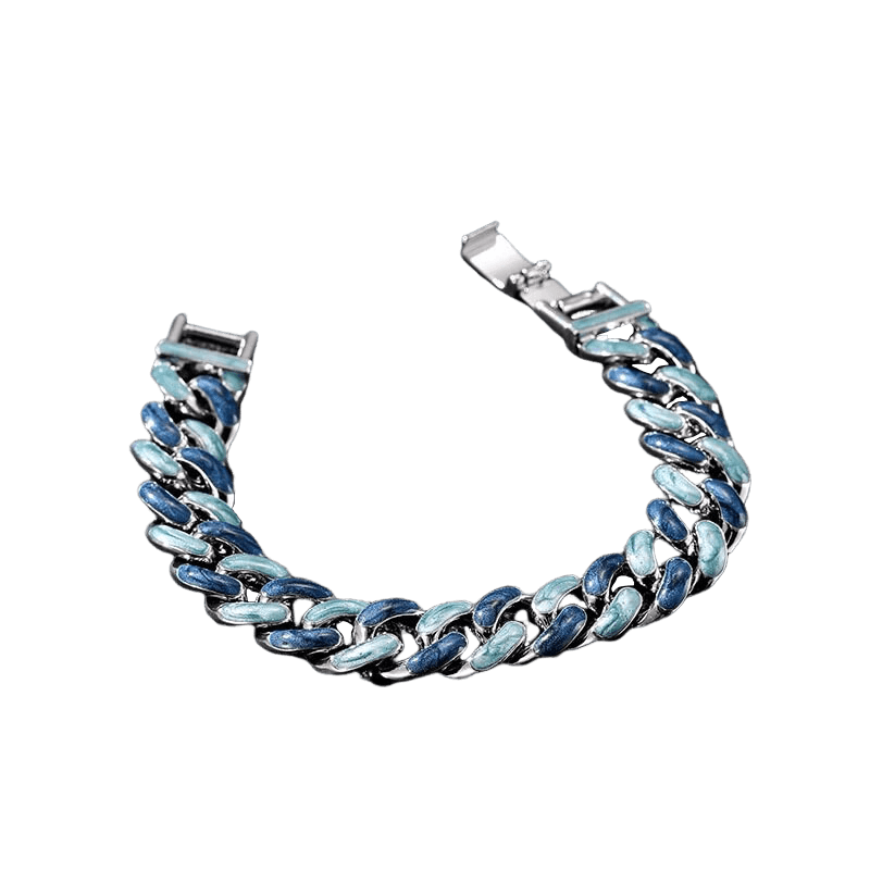 Sky Blue Chain-Link Bracelet for Men