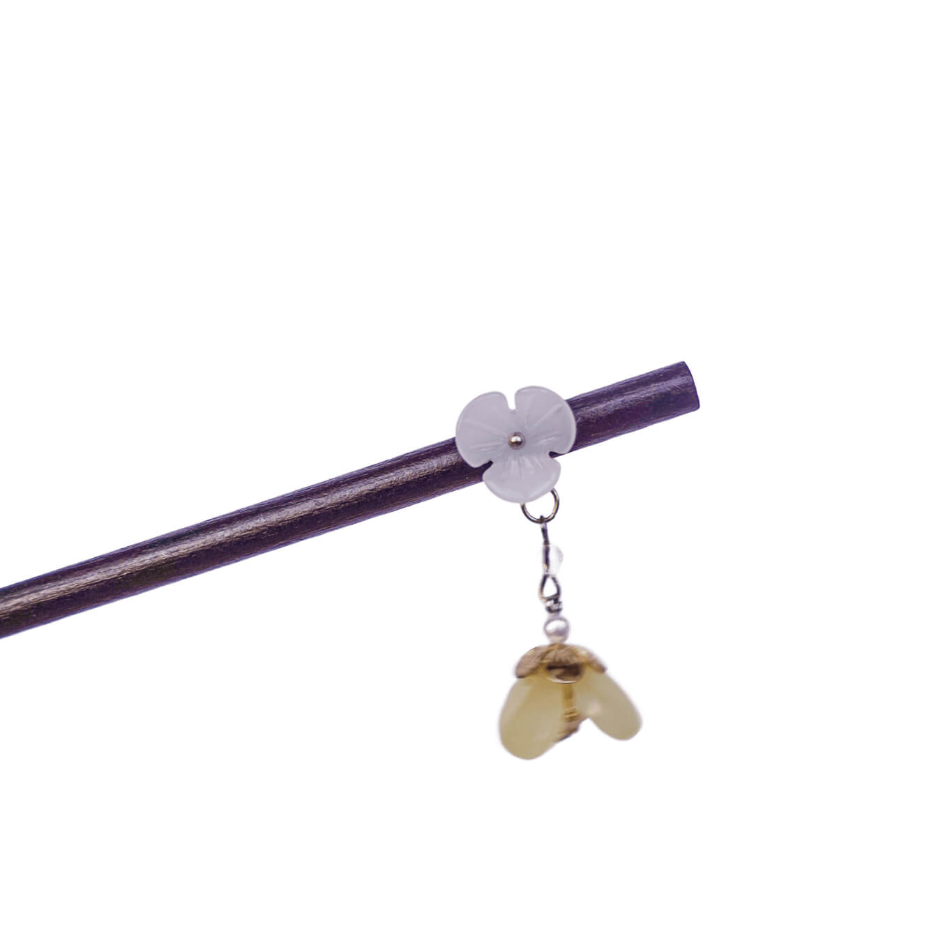 CAIHUA - Flower Pendant Wood Hairpin