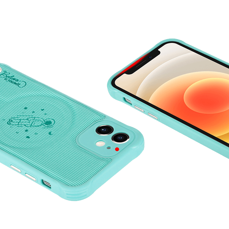Space Travel iPhone Case - Mint Green - Compatible Phone Models from iPhone 6 to iPhone 14 Pro Max