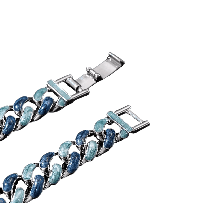 Sky Blue Chain-Link Bracelet for Men