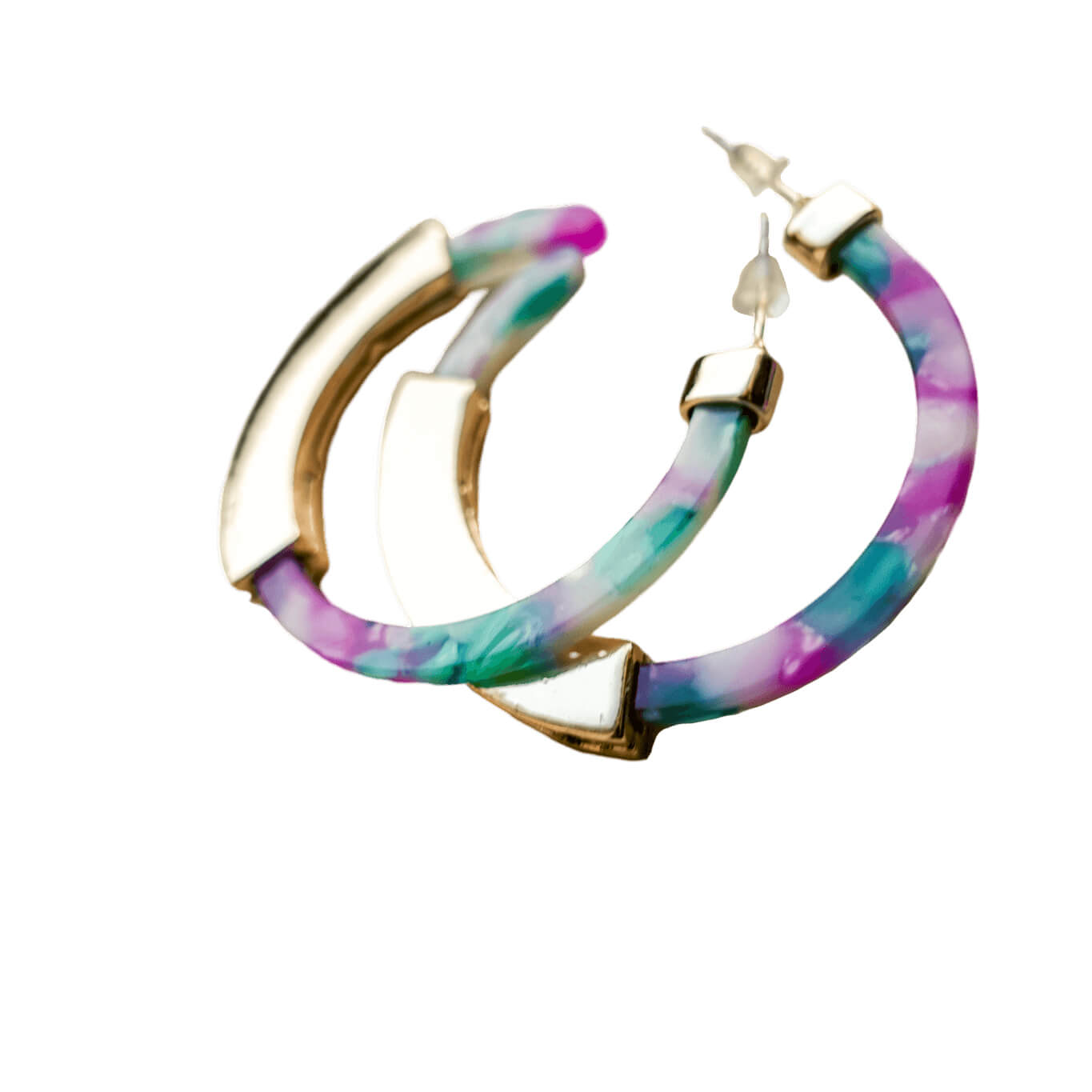 Acrylic Alloy C-Shaped Earrings