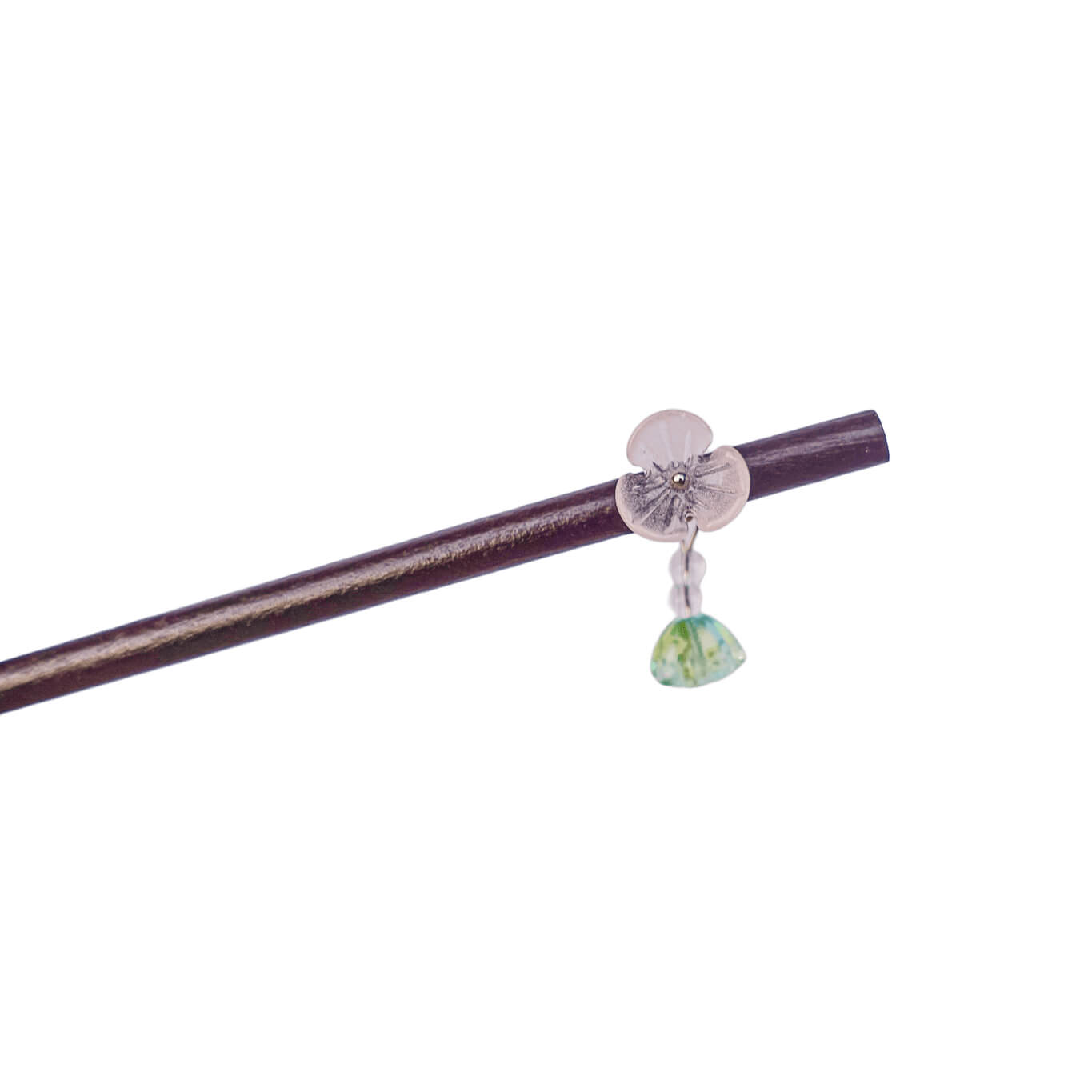 HUAZHUI - Little Flower Wood Hairpin With Pendant