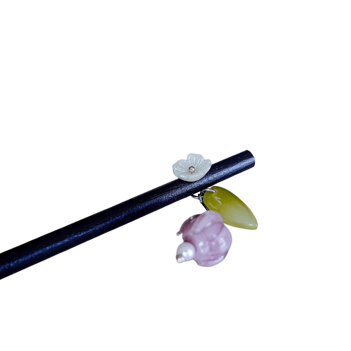 LINGLAN - Wood Hairpin With Lily of The Valley Pendant