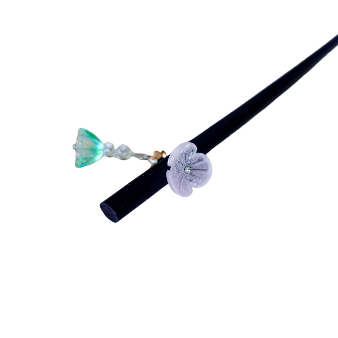 HUAZHUI - Little Flower Wood Hairpin With Pendant