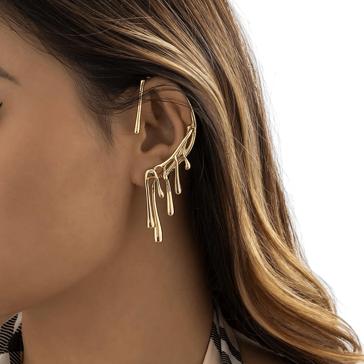 Water Drop Elf Ear Shaped Metal Earrings