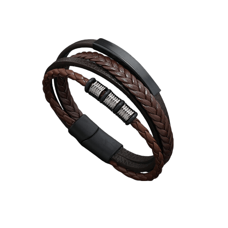 Exquisite Leather Bracelet with Metal Accents for Men