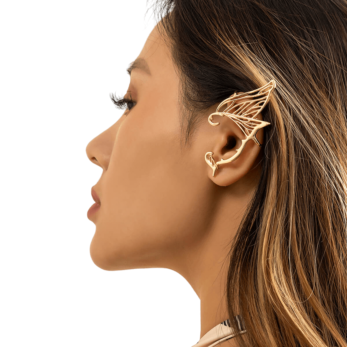 Butterfly Wing Elf Ear Shaped Metal Earrings