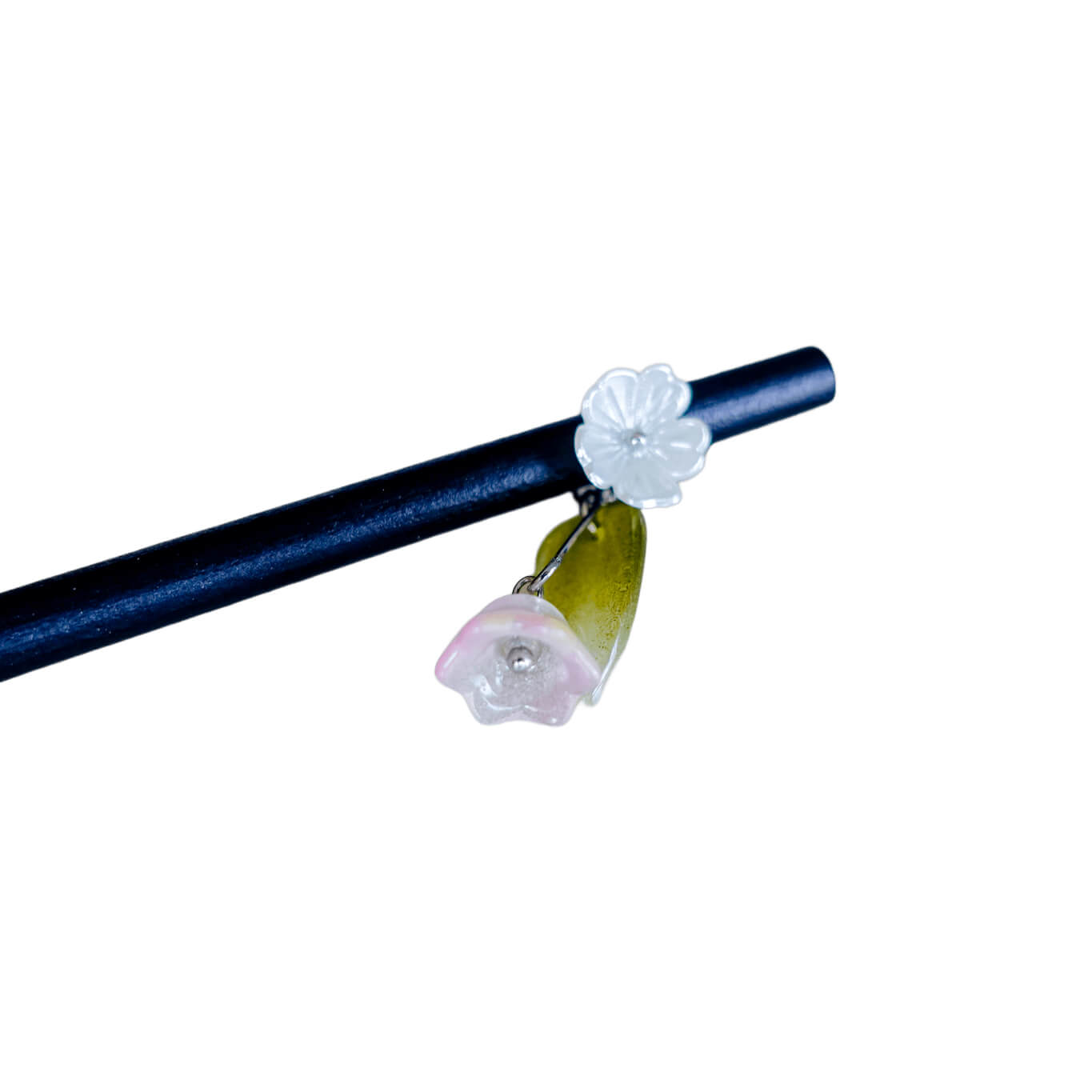 LINGLAN - Wood Hairpin With Lily of The Valley Pendant