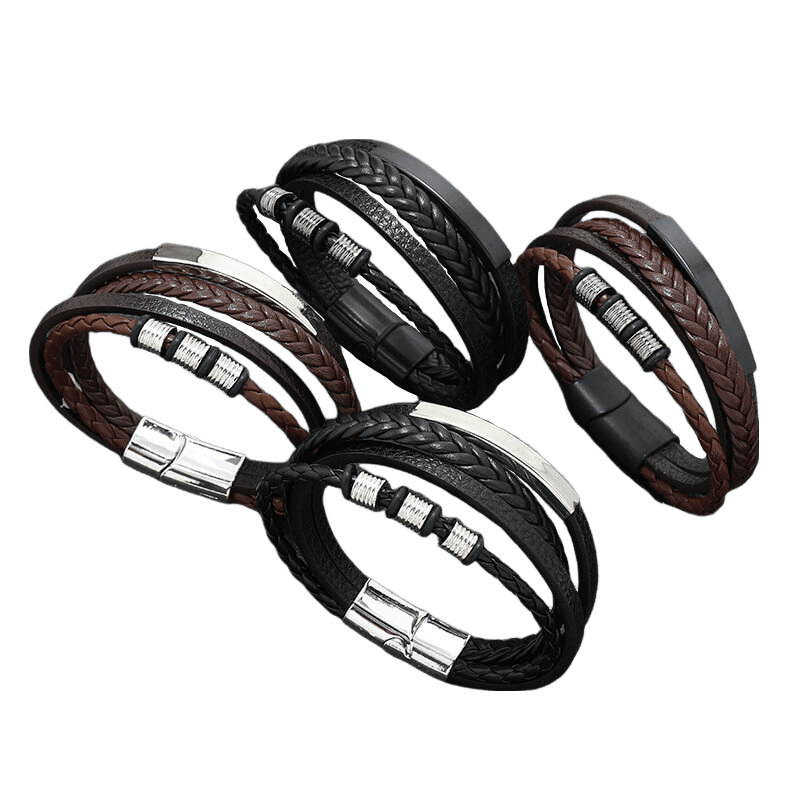 Exquisite Leather Bracelet with Metal Accents for Men
