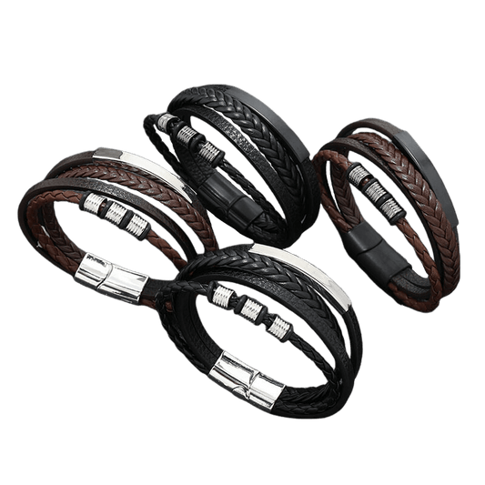 Exquisite Leather Bracelet with Metal Accents for Men