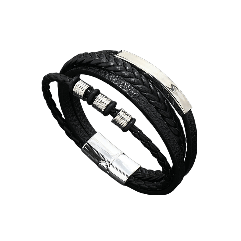 Exquisite Leather Bracelet with Metal Accents for Men