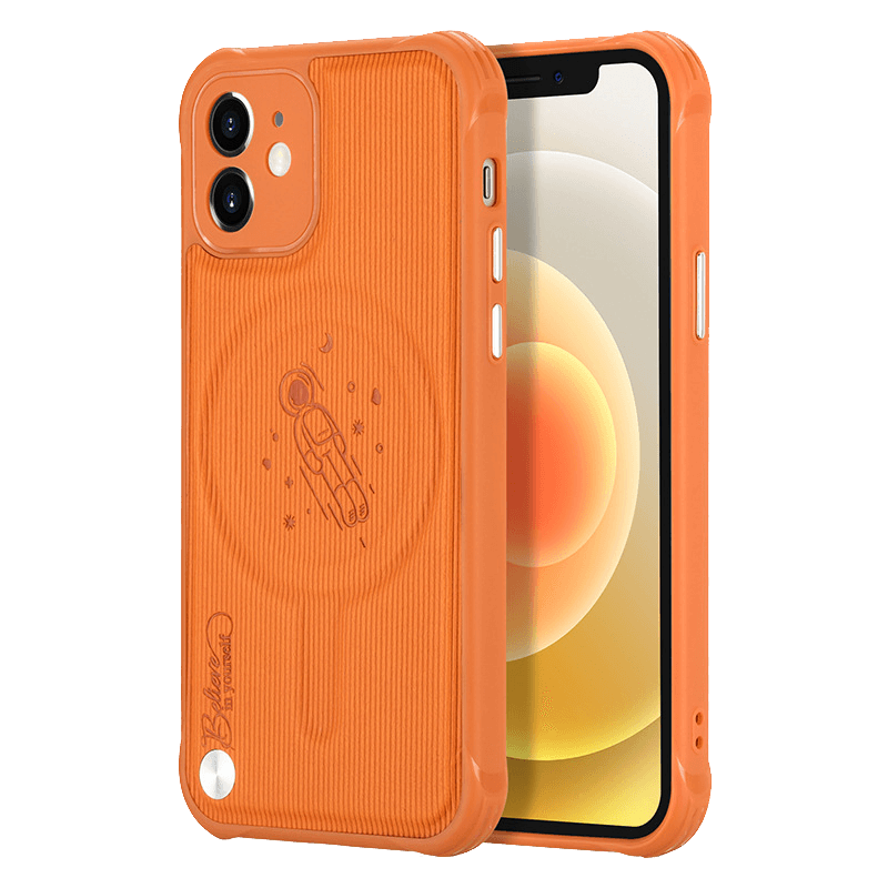 Space Travel iPhone Case - Orange - Compatible Phone Models from iPhone 6 to iPhone 14 Pro Max
