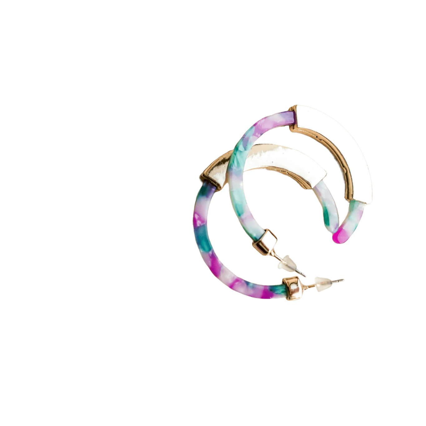 Acrylic Alloy C-Shaped Earrings
