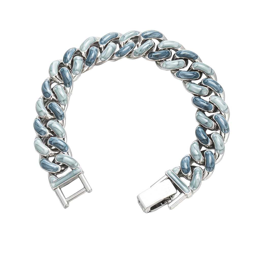 Sky Blue Chain-Link Bracelet for Men