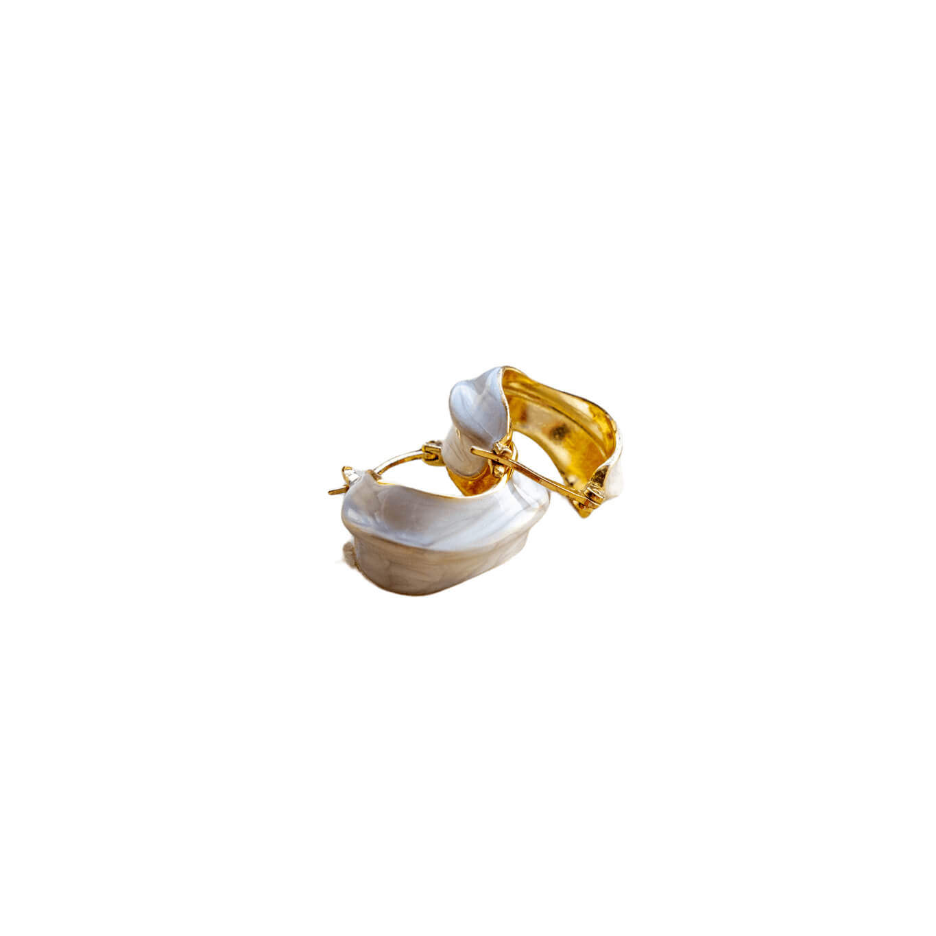 Creamy White Circle Earrings