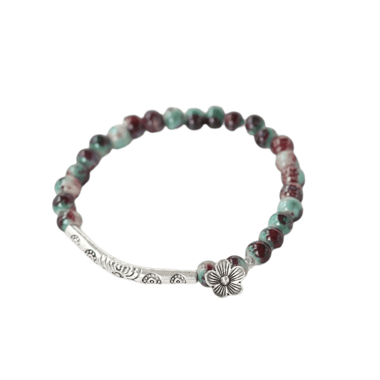 HUA - Beaded Bracelet With a Little Flower