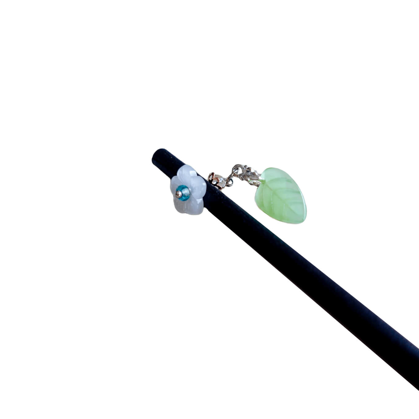 HUAZHUI - Little Flower Wood Hairpin With Pendant