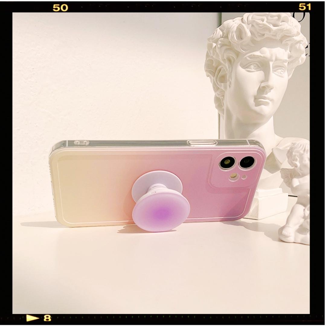 Yellow-Purple Gradient iPhone Case with Matching Pop Socket (can be sold separately) - Compatible Phone Models from iPhone 7 to iPhone 14 Pro Max