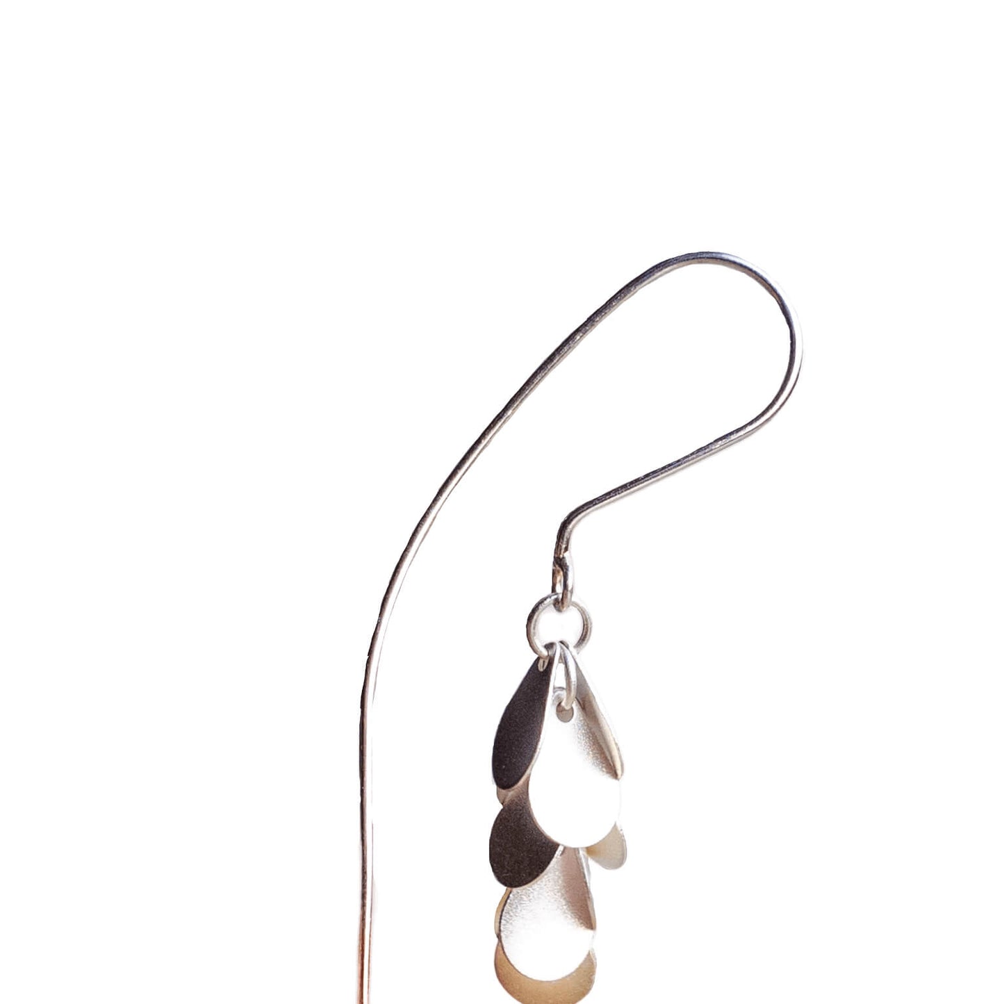 SUI - Silver tassel with frosted small round piece earrings