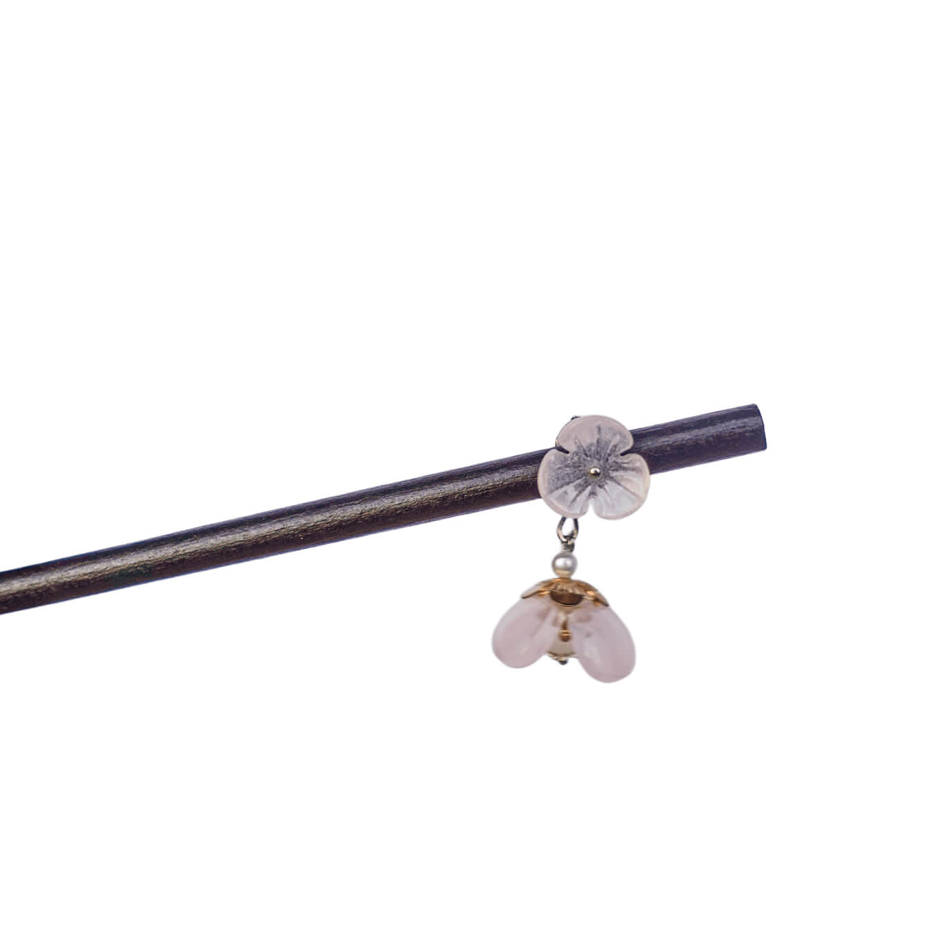 CAIHUA - Flower Pendant Wood Hairpin