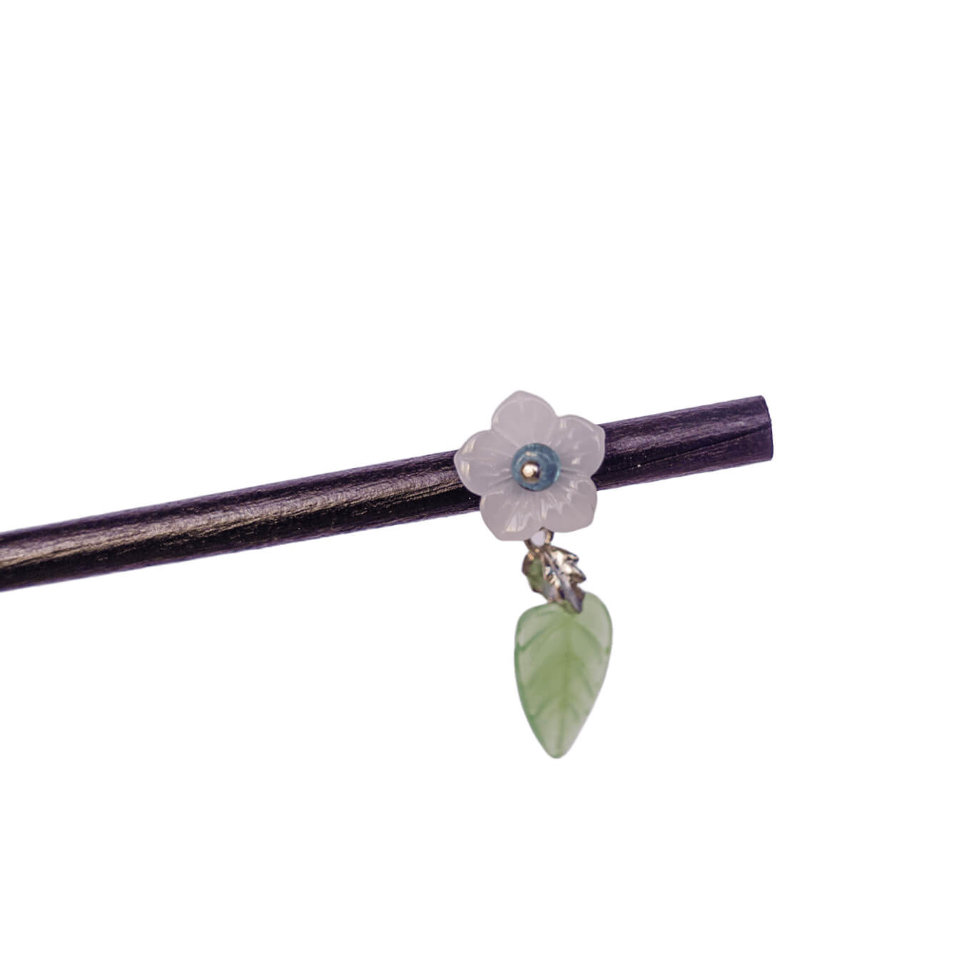 HUAZHUI - Little Flower Wood Hairpin With Pendant