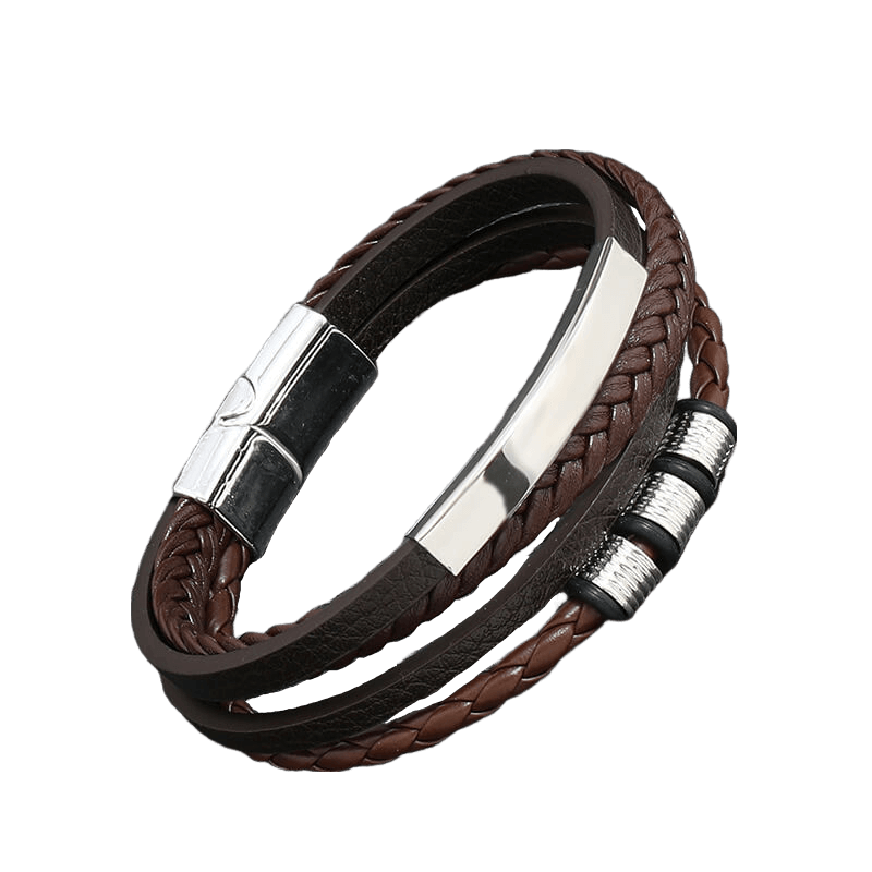 Exquisite Leather Bracelet with Metal Accents for Men