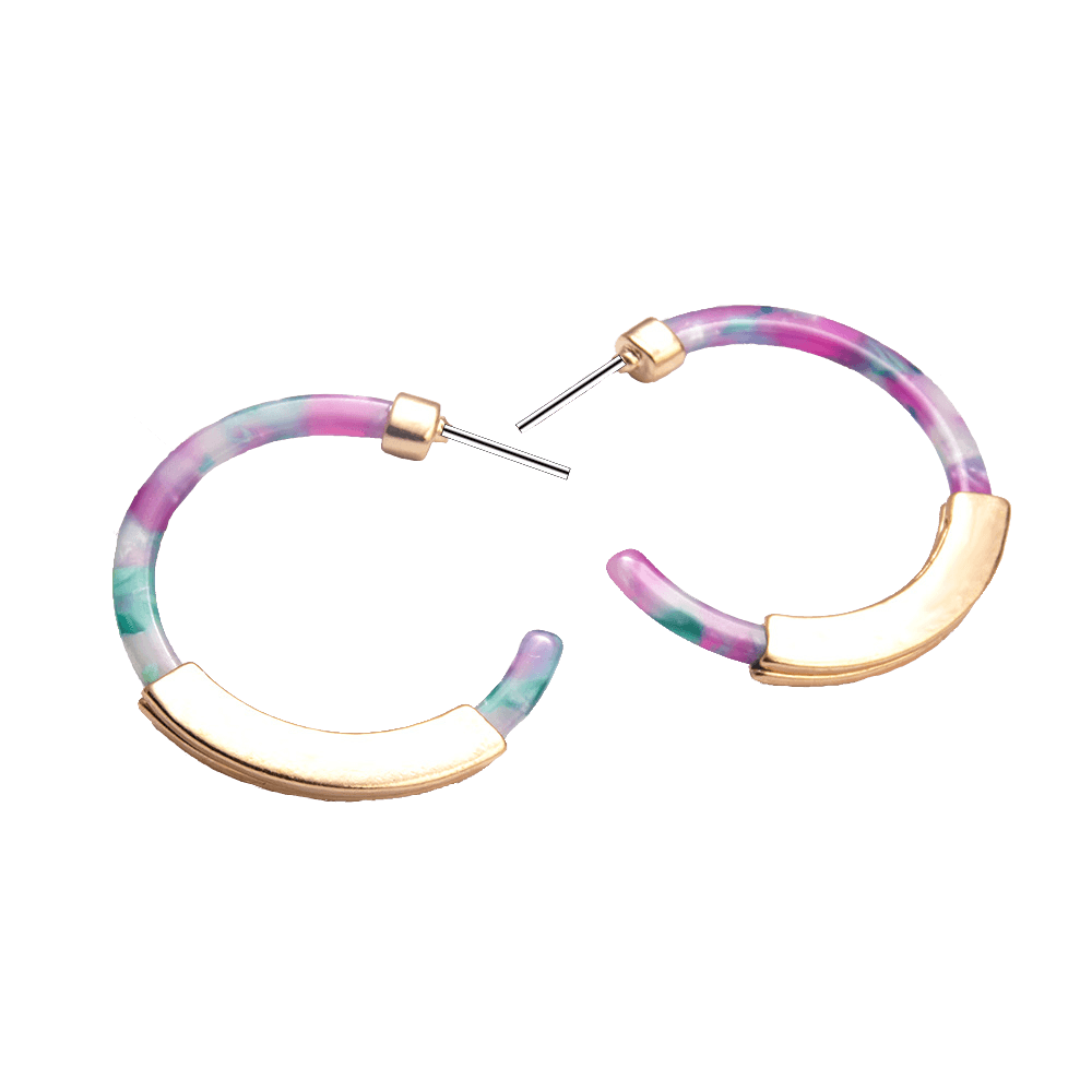 Acrylic Alloy C-Shaped Earrings