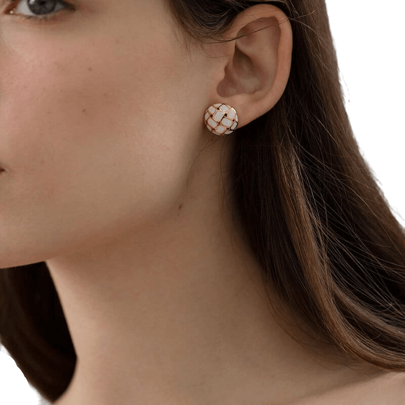 Vintage White and Golden Earrings