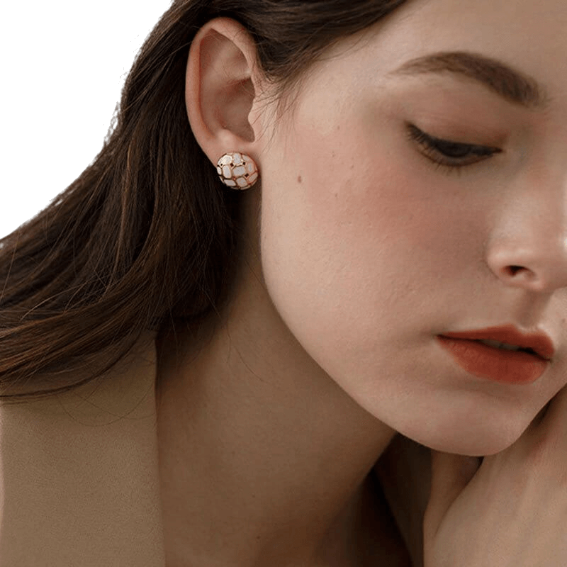 Vintage White and Golden Earrings