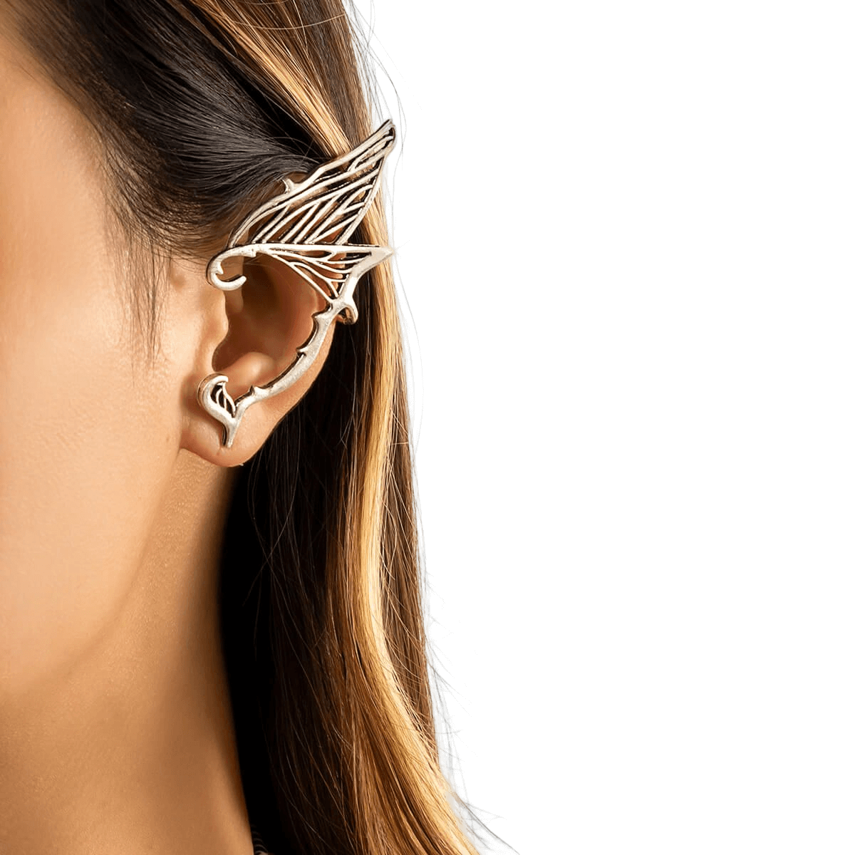 Butterfly Wing Elf Ear Shaped Metal Earrings
