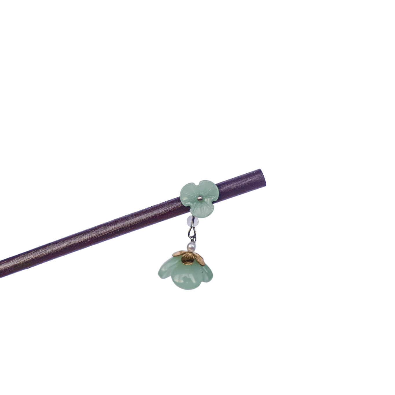 CAIHUA - Flower Pendant Wood Hairpin