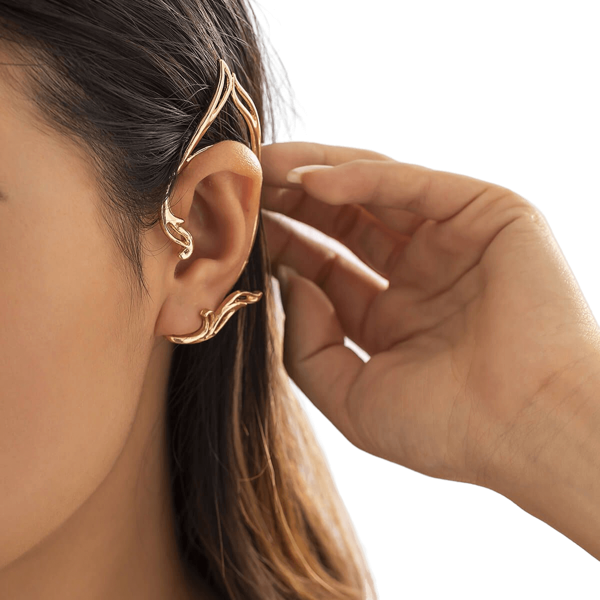 Minimalist Elf Ear Shaped Metal Earrings