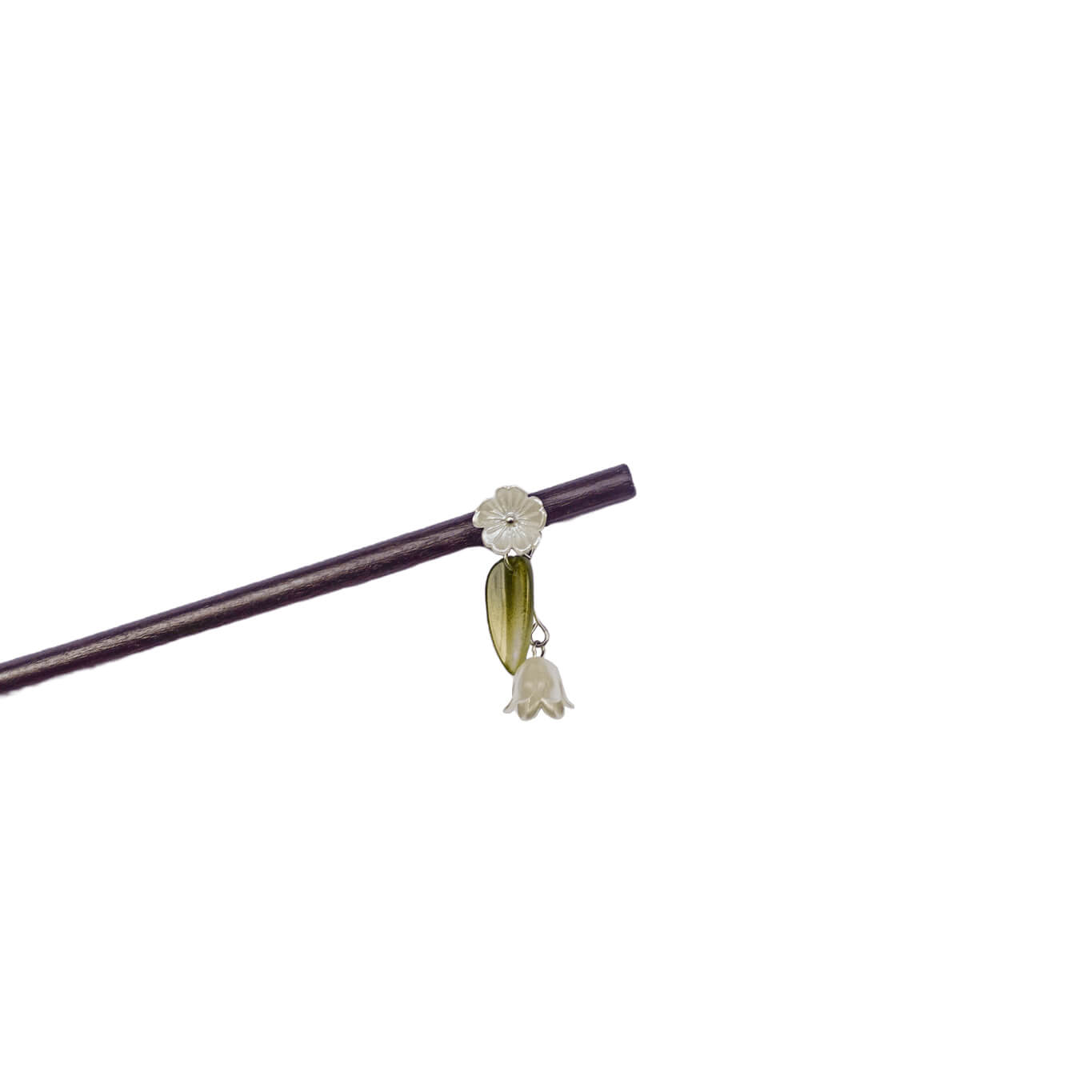 LINGLAN - Wood Hairpin With Lily of The Valley Pendant