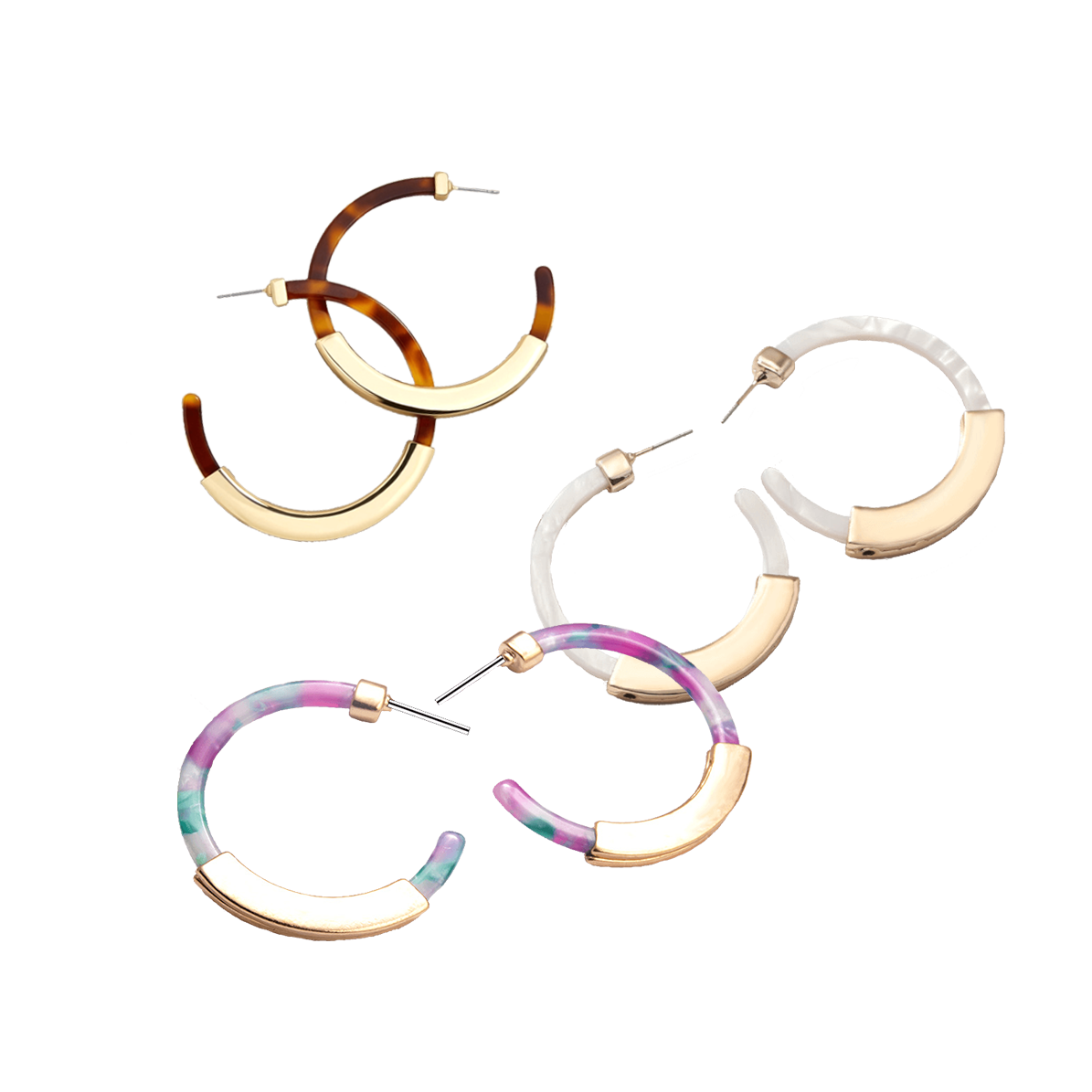 Acrylic Alloy C-Shaped Earrings