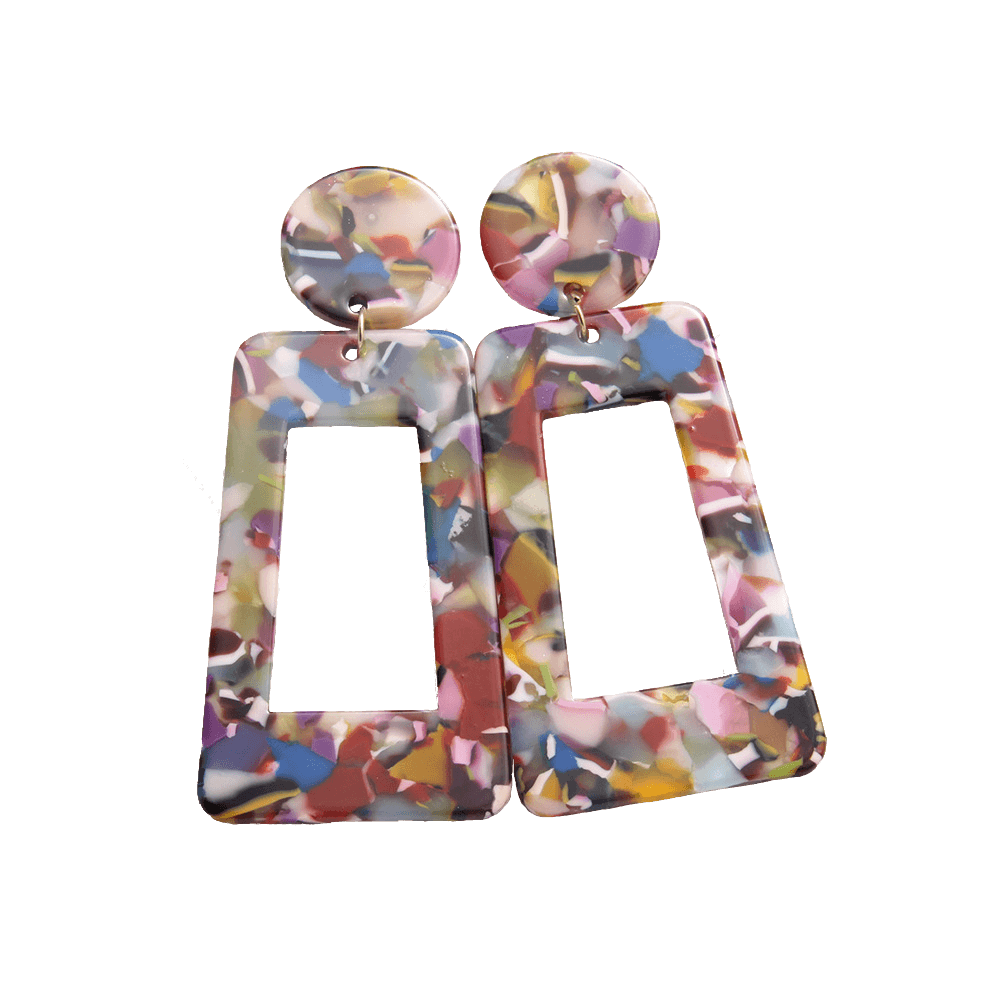 Square Geometric Colourful Block Earrings