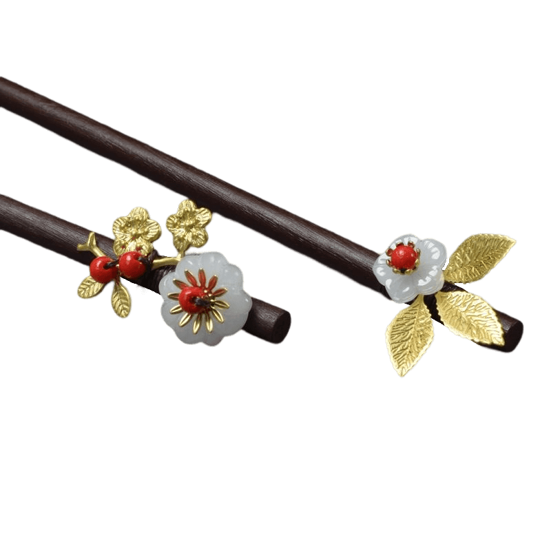 GUANMEI - Wood Hairpin with Cute Flowers