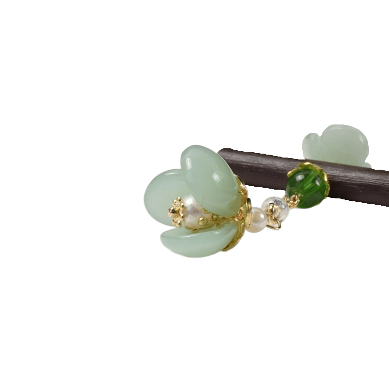 CAIHUA - Flower Pendant Wood Hairpin