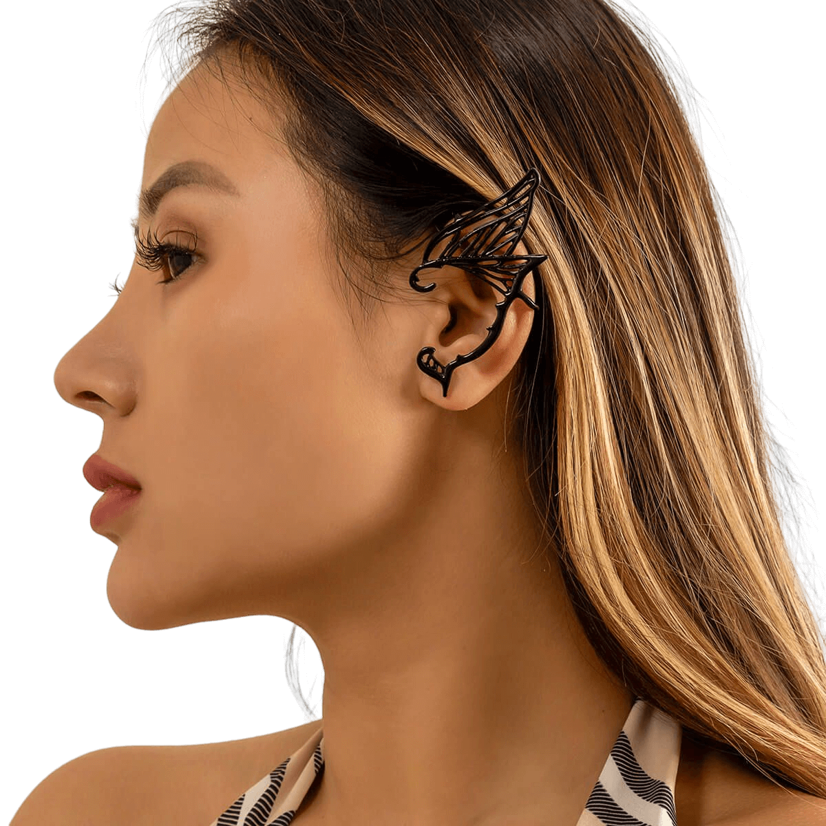 Butterfly Wing Elf Ear Shaped Metal Earrings