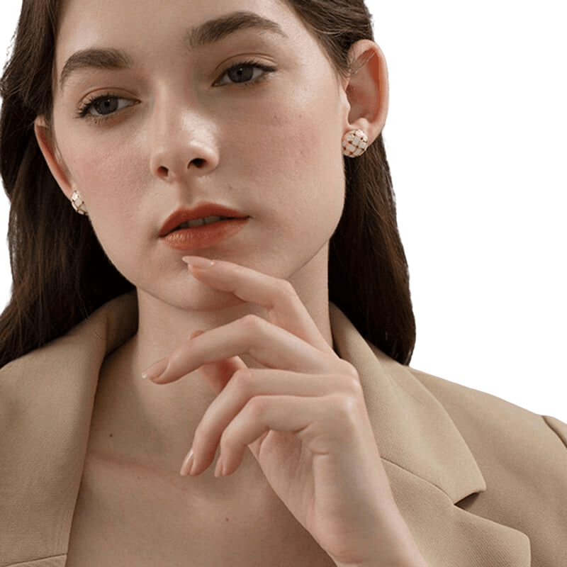 Vintage White and Golden Earrings