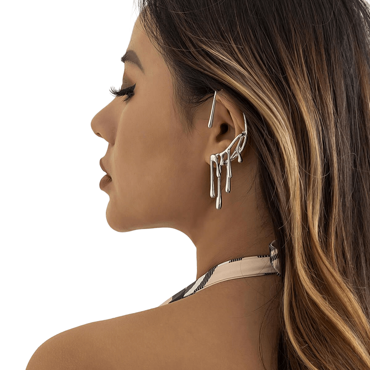 Water Drop Elf Ear Shaped Metal Earrings