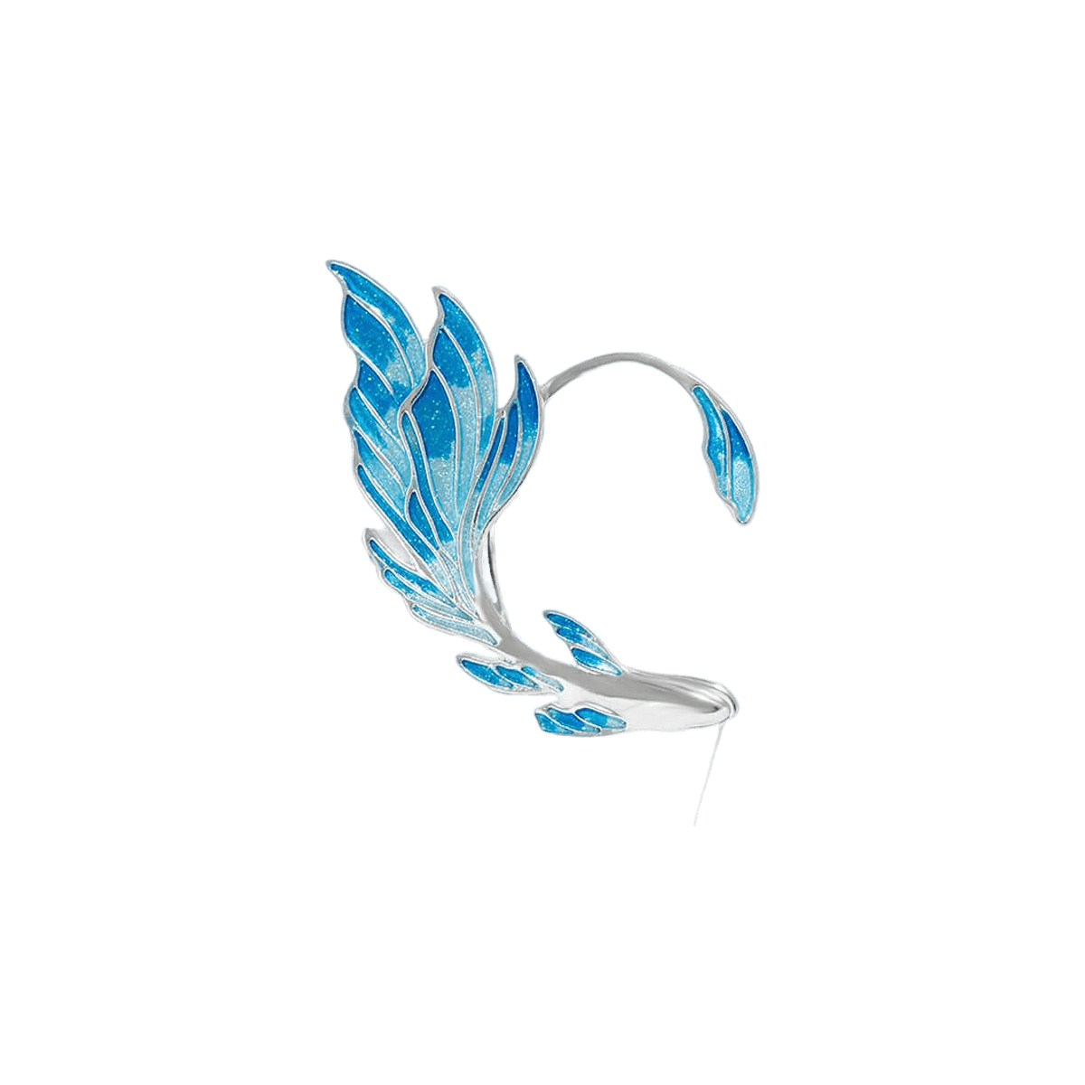 Elegant Blue Elf Ear Shaped Metal Earrings