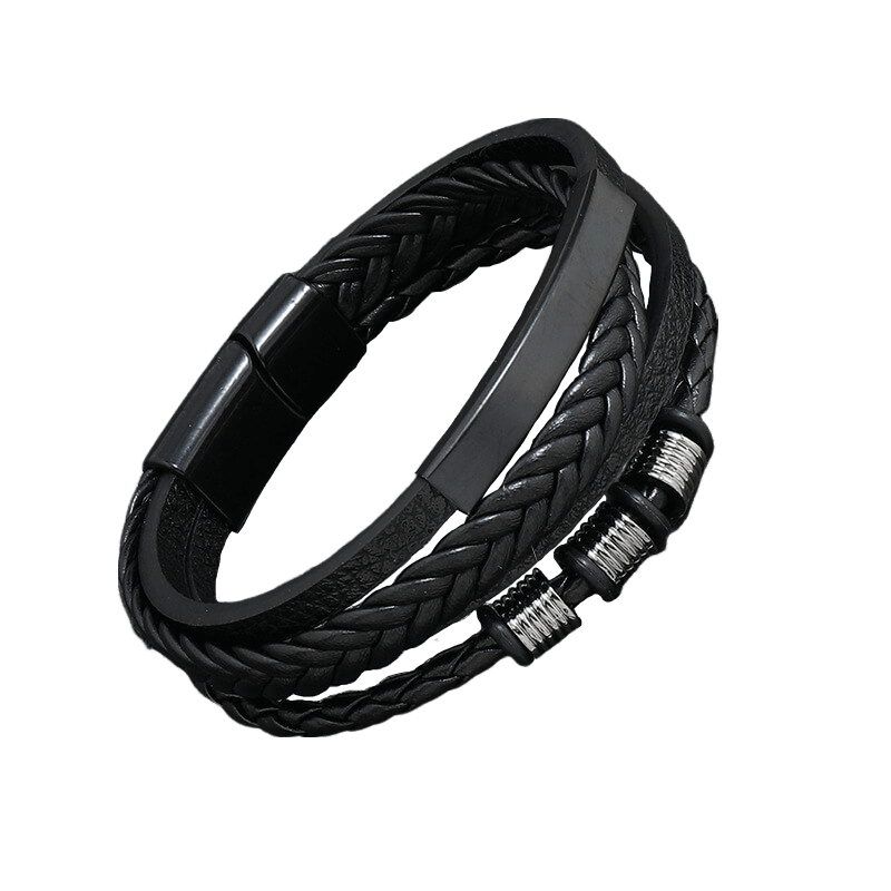 Exquisite Leather Bracelet with Metal Accents for Men